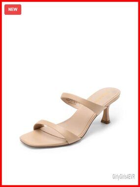Dream Pairs Women's Two Strap Kitten Heel Sandals Slip On Dress Shoes